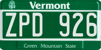 VT license plate ZPD926