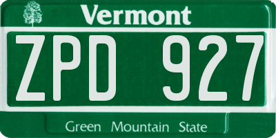 VT license plate ZPD927