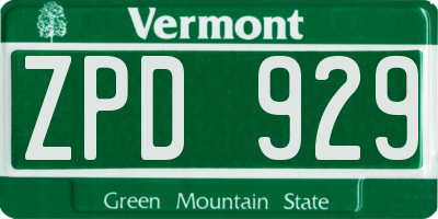VT license plate ZPD929
