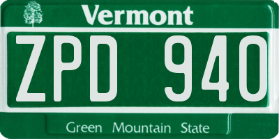 VT license plate ZPD940