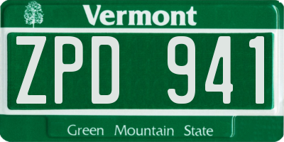 VT license plate ZPD941