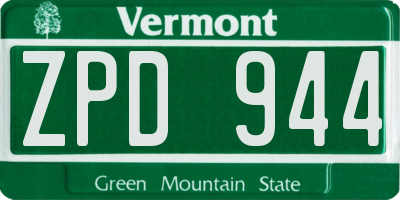 VT license plate ZPD944