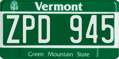 VT license plate ZPD945