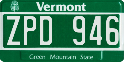 VT license plate ZPD946