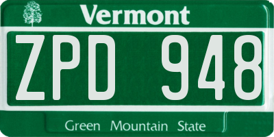 VT license plate ZPD948