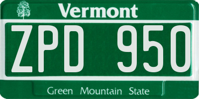 VT license plate ZPD950