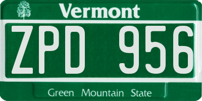 VT license plate ZPD956