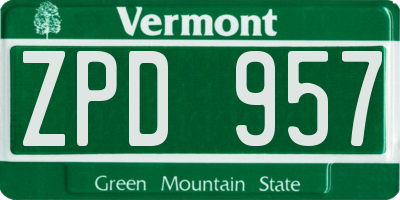 VT license plate ZPD957