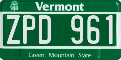 VT license plate ZPD961