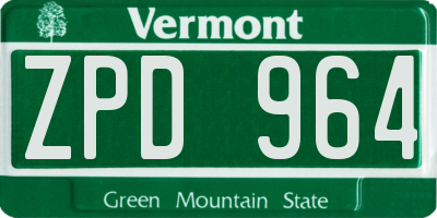 VT license plate ZPD964