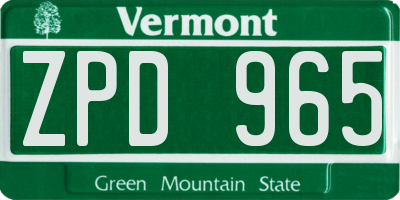 VT license plate ZPD965