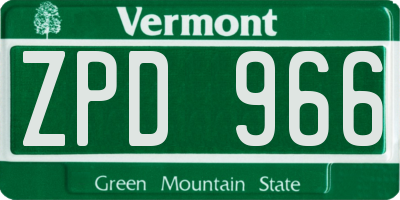 VT license plate ZPD966