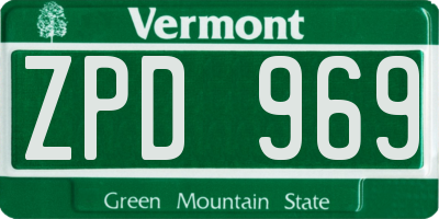 VT license plate ZPD969
