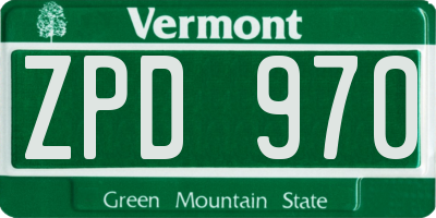 VT license plate ZPD970