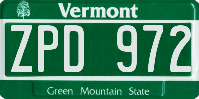 VT license plate ZPD972