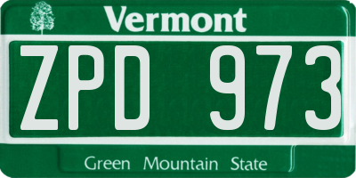 VT license plate ZPD973