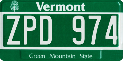 VT license plate ZPD974