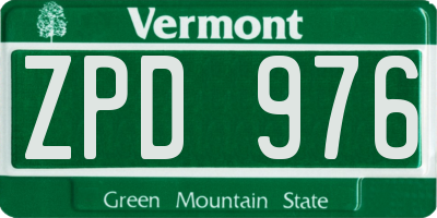 VT license plate ZPD976