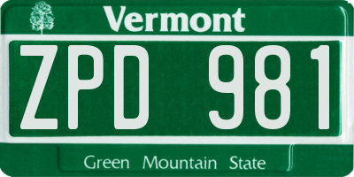 VT license plate ZPD981