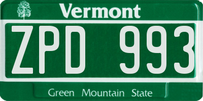 VT license plate ZPD993