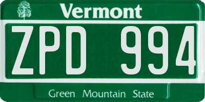 VT license plate ZPD994