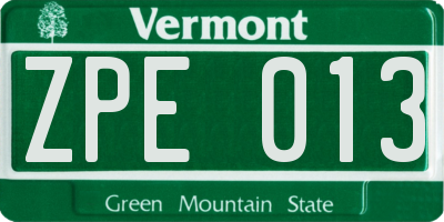VT license plate ZPE013