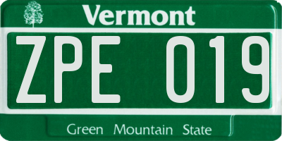 VT license plate ZPE019