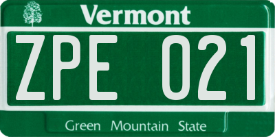 VT license plate ZPE021