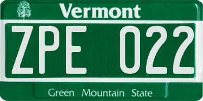 VT license plate ZPE022