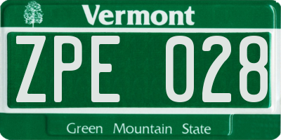 VT license plate ZPE028