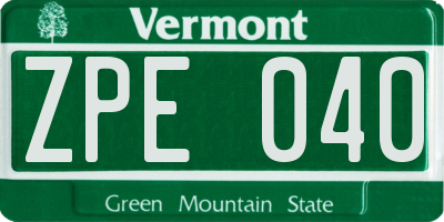 VT license plate ZPE040