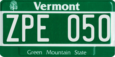 VT license plate ZPE050