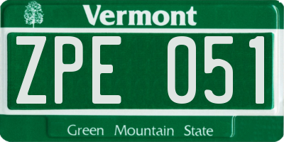 VT license plate ZPE051
