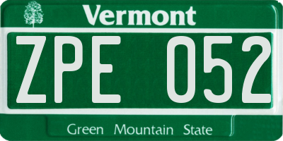 VT license plate ZPE052