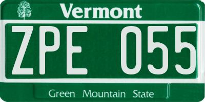 VT license plate ZPE055