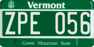VT license plate ZPE056
