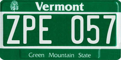 VT license plate ZPE057