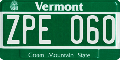 VT license plate ZPE060