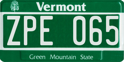 VT license plate ZPE065