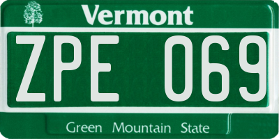 VT license plate ZPE069