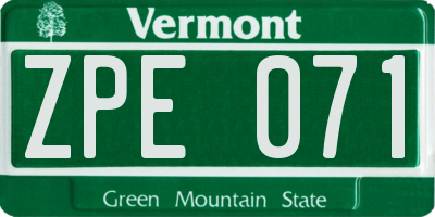 VT license plate ZPE071