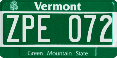 VT license plate ZPE072