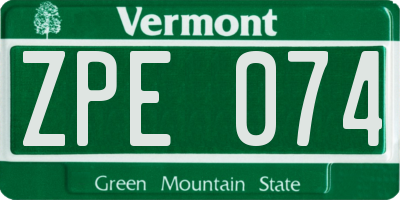 VT license plate ZPE074
