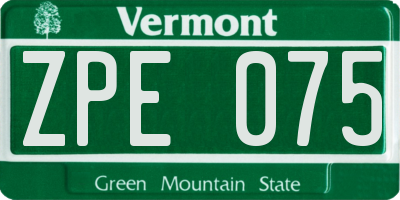 VT license plate ZPE075