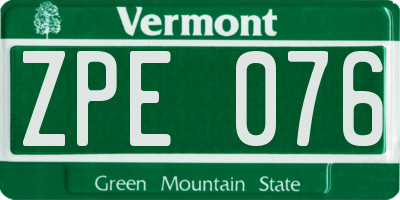 VT license plate ZPE076