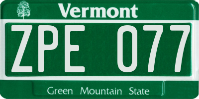 VT license plate ZPE077