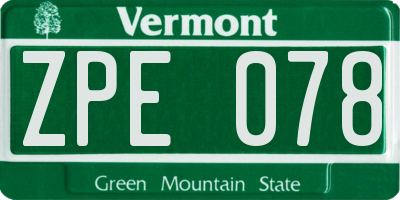 VT license plate ZPE078