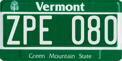 VT license plate ZPE080