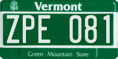 VT license plate ZPE081