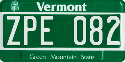 VT license plate ZPE082